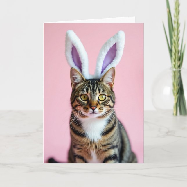 Cute Cat With Ears Portrait Card Karte (Vorderseite)