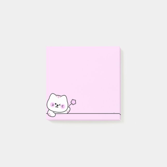 Cute Cat with Flower Post-it Klebezettel (Vorderseite)
