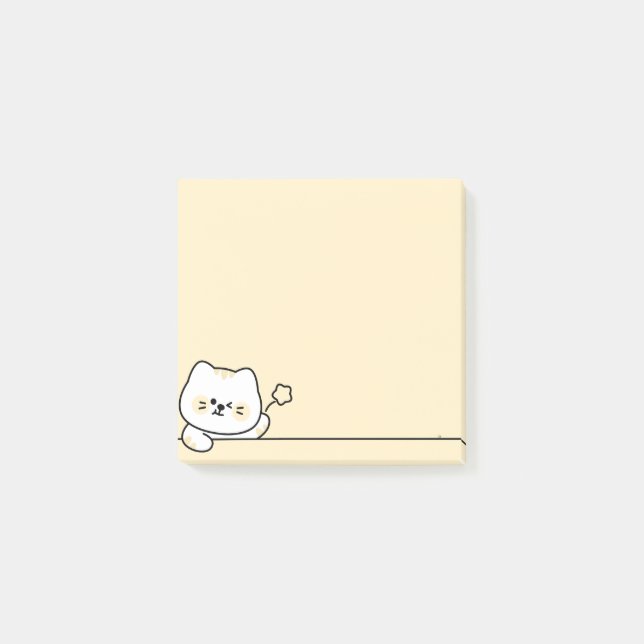 Cute Cat with Flower Post-it Klebezettel (Vorderseite)