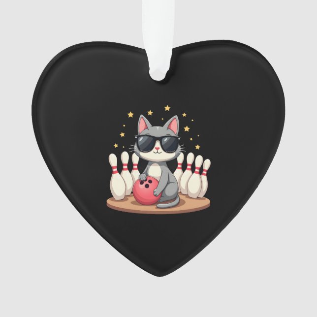 Cute Cat With Sunglasses Cat Playing Bowling For m Ornament (Vorderseite)