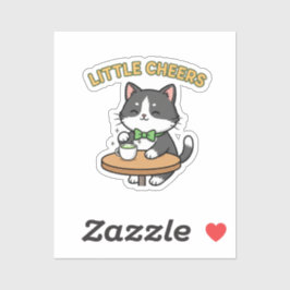 Cute Cat With Tiny Green Beer Mug Cheers Sticker