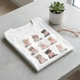 Cute Cats Adorable Pink Bow Kittens T-Shirt