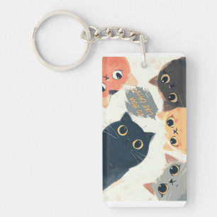 Cute Cats Circle – Kawaii Katzenillustration Schlüsselanhänger