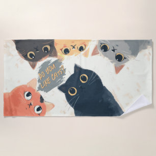 Cute Cats Circle – Kawaii Katzenillustration Strandtuch