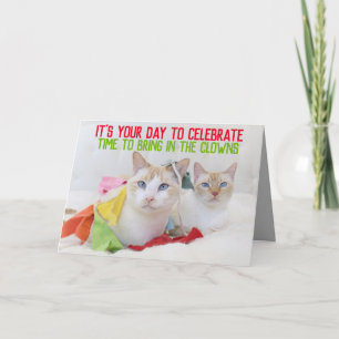 Cute Cats Clowns Bonne Carte de voeux d'anniversai