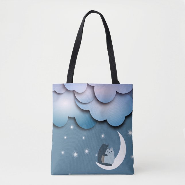 Cute Cats Cuddling on the Moon Art Tasche (Vorderseite)