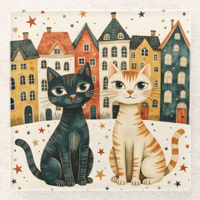 Cute Cats Glasuntersetzer (Vorderseite)