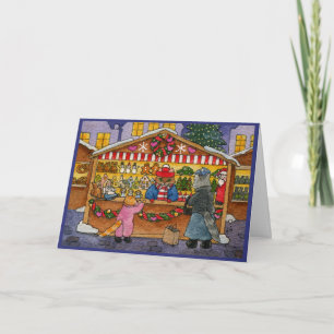 Cute Cats Kitten Christmas Market carte de voeux
