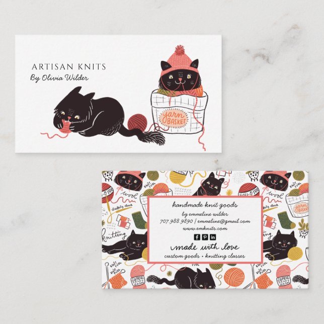 Cute Cats Yarn Knit Goods Visitenkarte (Vorne/Hinten)