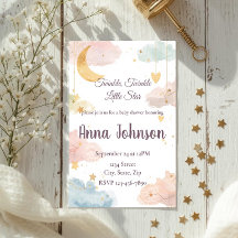 Cute Celestial Baby Shower Invitation | Watercolor