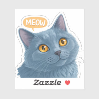 Cute Chartreux Cat Face Sticker” | Adorable Plush  Aufkleber
