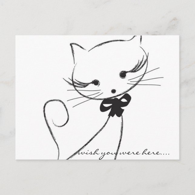 Cute chat avec carte postale Bow (Devant)