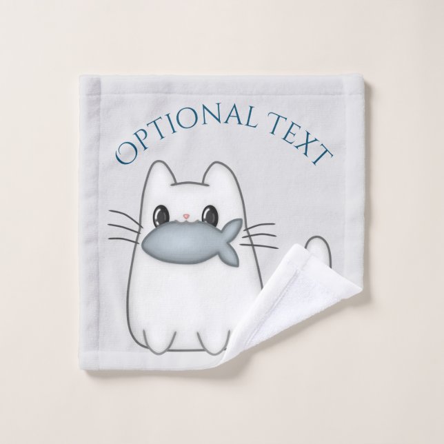 Cute chat avec poisson Prix (Gant de toilette)