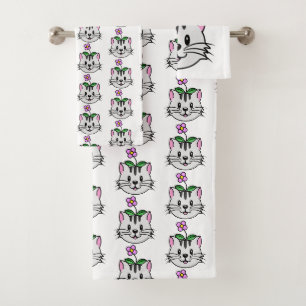 Cute chat caricature avec une fleur sur la tête