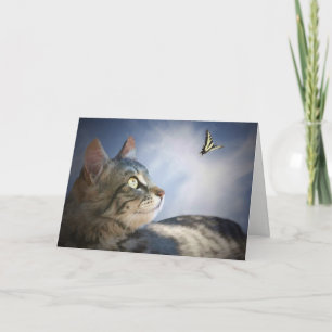 Cute Chat et Papillon Bonne carte d'anniversaire