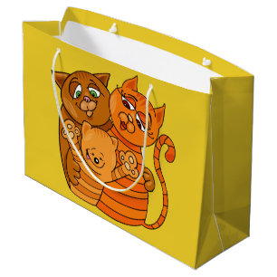 Cute Chat Famille grand sac cadeau