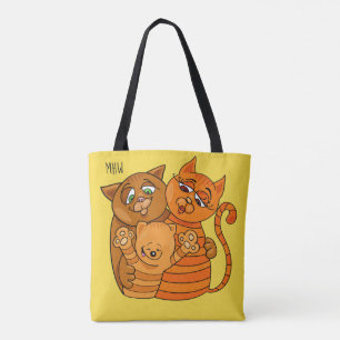 Cute Chat Famille personnalisé nom et sacs couleur