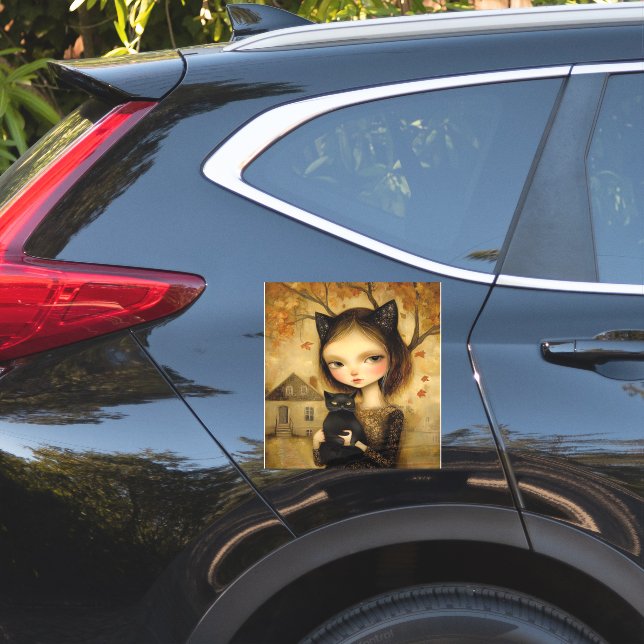 CUTE CHAT GIRL GRAND STICKER DE LA VOITURE (Coté voiture)