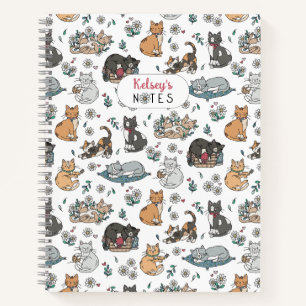 Cute Chat Motif Girls Carnet scolaire