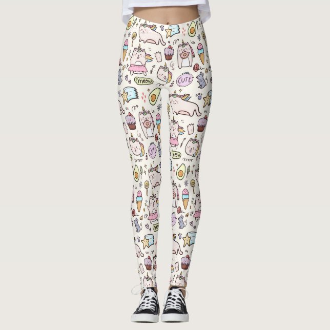 Cute Chat Motif Leggings (Devant)