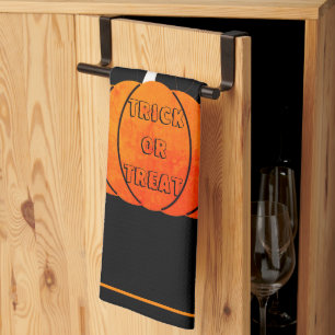 Cute Chat noir & Citrouille Serviettes de cuisine 
