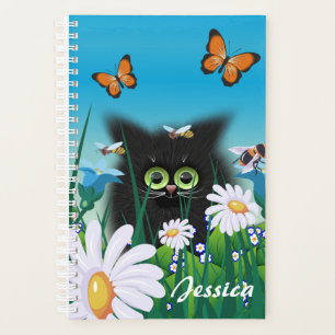 Cute chat noir Kitten avec marguerites Personnalis