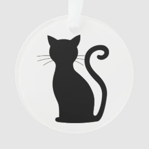 Cute Chat Noir Silhouette Fun Noir et Blanc