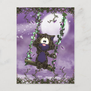 Cute Chat Sur Carte Postale Swing - Jolie Carte Po