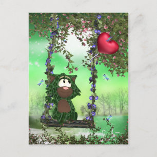 Cute Chat Sur Carte Postale Swing - Jolie Carte Po