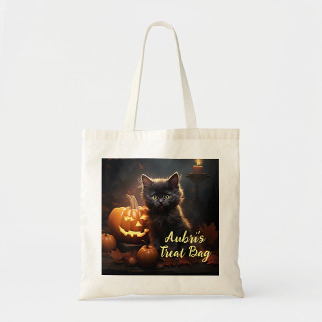 Cute chatons avec Sac fourre-tout Citrouille (Devant)