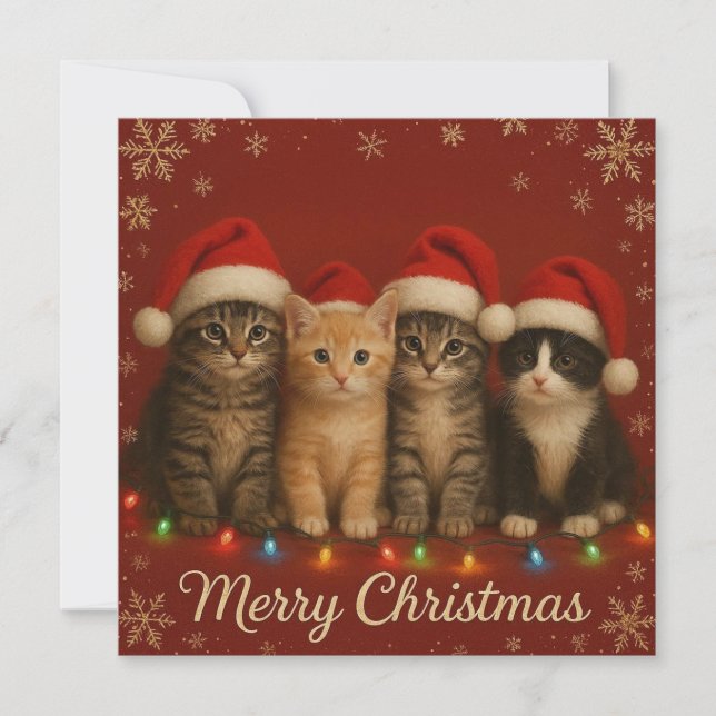 Cute chatons carte de Noël. (Devant)