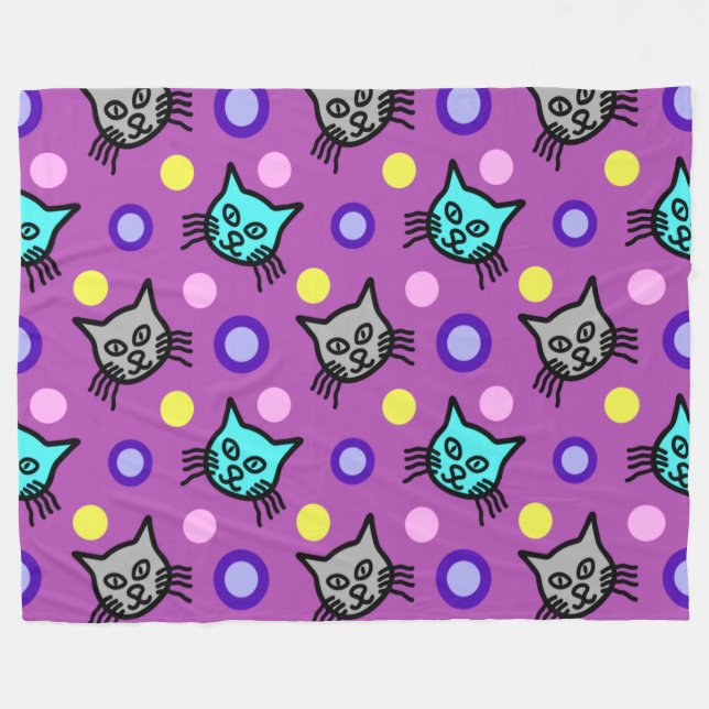 Cute Chats Motif en Violet Grosse couverture en po (Devant (Horizontal))