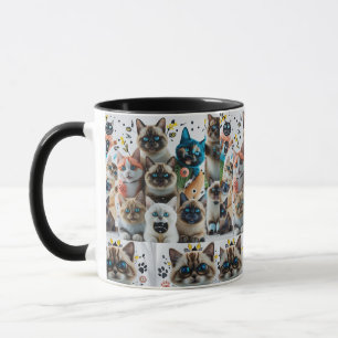 Cute chats siamois Motif Mug à deux tons