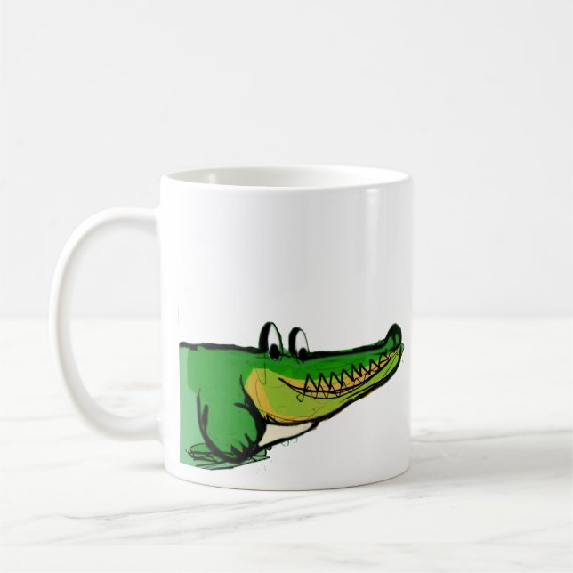 Cute & Cheerful Crocodile Coffee Mug | Happy Croc  (Gauche)