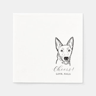 Cute Cheers Pet Face Drawing Dog Sketch Wedding Serviette