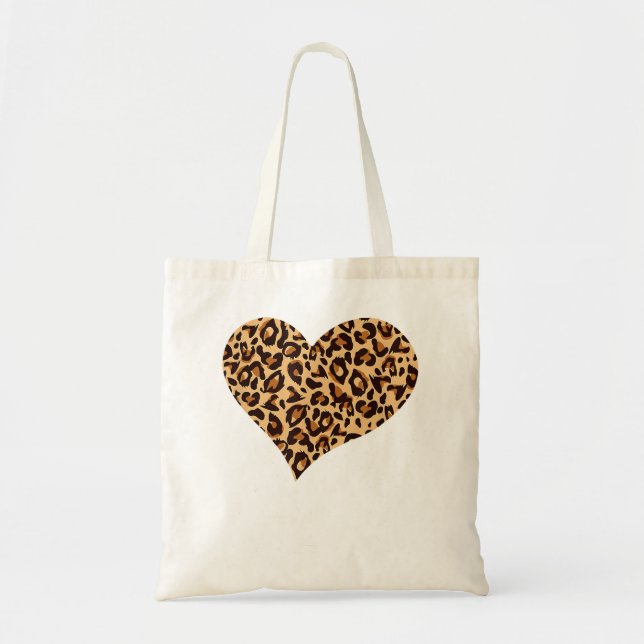 Cute Cheetah Leopard Print Heart  Tragetasche (Vorne)