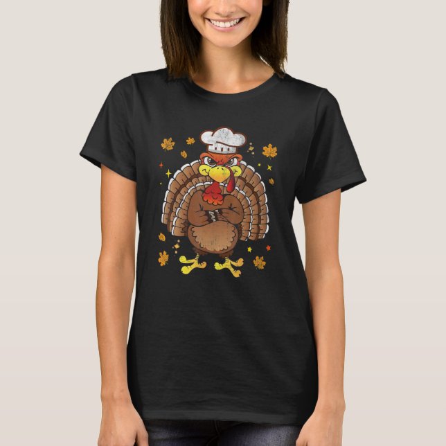 Cute Chef Turkey Thanksgiving Day Funny Costume T-Shirt (Vorderseite)