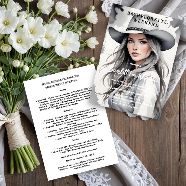 Cute Cherish Cowgirl in Grey Shades Bachelorette  Einladung (Cute Cherish Cowgirl in Grey Shades Bachelorette Weekend Invitations Cards. )