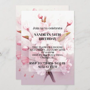 Cute Cherry Blossoms Anniversaire Fête Invitations