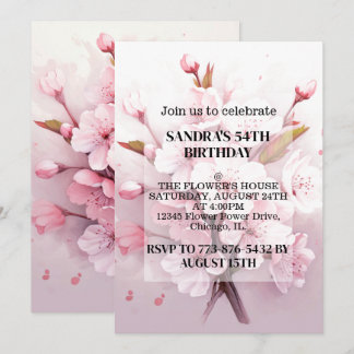 Cute Cherry Blossoms Anniversaire Fête Invitations