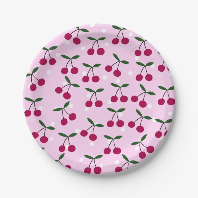 Cute Cherry Paper Plate Pappteller (Vorderseite)
