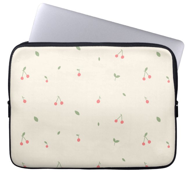 Cute Cherry Pattern – Minimal Fruit Aesthetic Laptopschutzhülle (Vorderseite)