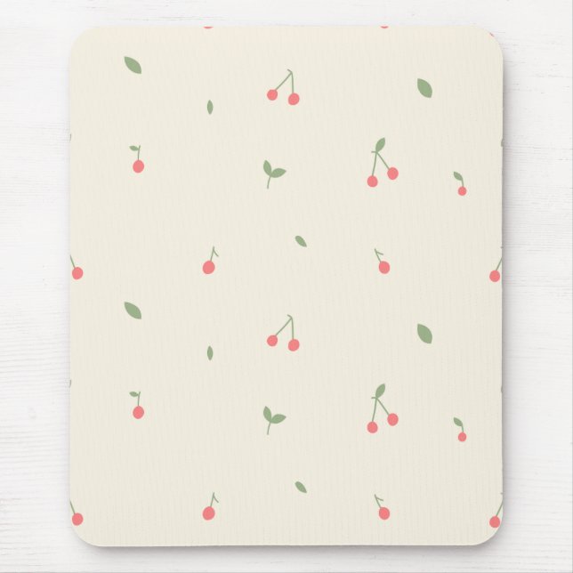 Cute Cherry Pattern – Minimal Fruit Aesthetic Mousepad (Vorne)