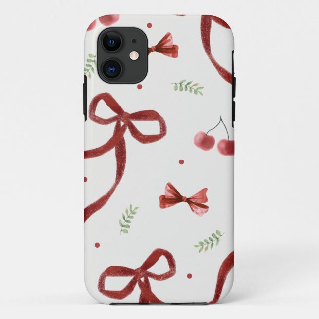 Cute Cherry & Red Ribbon Pattern Phone Case (Rückseite)