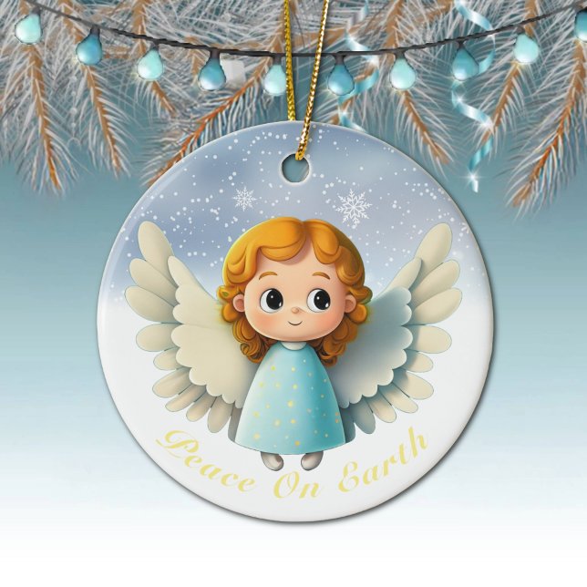 Cute Cherub Baby Girl Angel, Peace On Earth 👼🏻🎄 Keramik Ornament (Cute Cherub Baby Girl Angel, Peace On Earth Ceramic Ornament, Whimsical Girly
Xmas Decor Gift 👼🏻🎄)