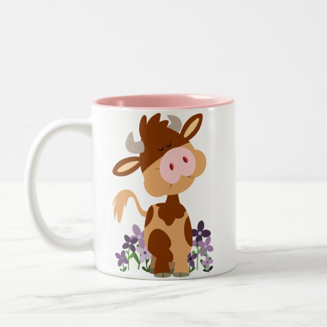 Cute Chevron Cartoon Mug de vache (Gauche)