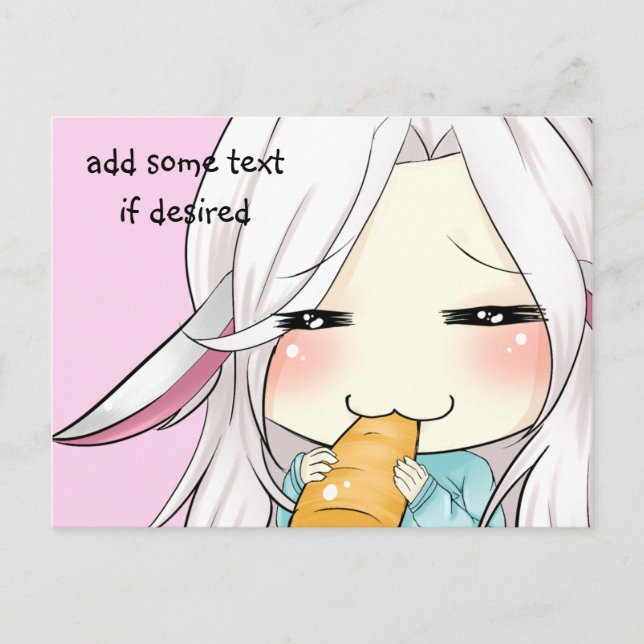 Cute chibi fille avec des oreilles lapin carte pos (Devant)