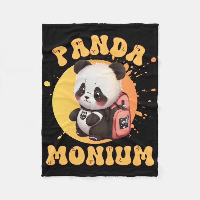 Cute Chibi Kawaii Panda Name School Year On Back B Fleecedecke (Vorderseite)