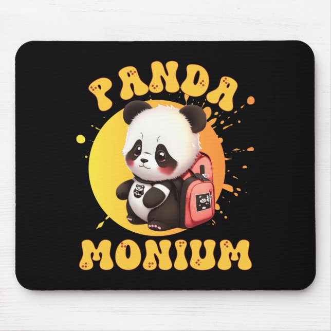 Cute Chibi Kawaii Panda Name School Year On Back B Mousepad (Vorne)