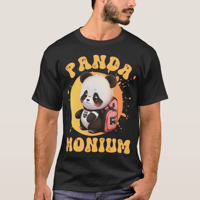 Cute Chibi Kawaii Panda Name School Year On Back B T-Shirt (Vorderseite)